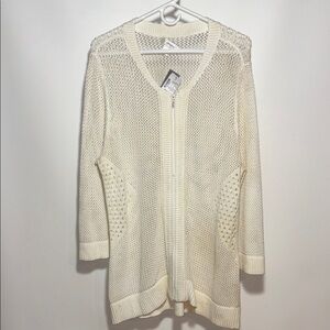 CJ Banks Cream Knit Cardigan